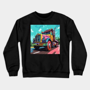 A Graphic Pop Art Drawing of a big American truck Crewneck Sweatshirt